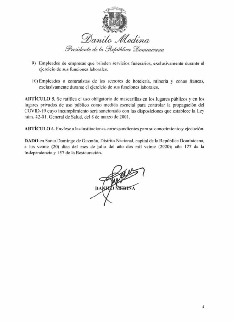 Decreto 266 20 4 Presidente decreta toque de queda que inicia este martes de 7 pm a 5 am