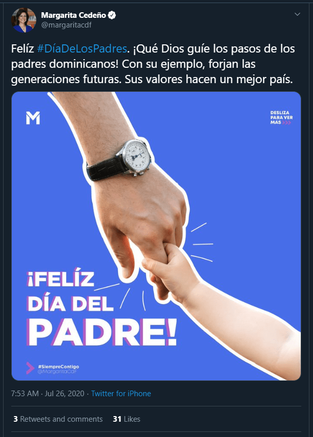 Margarita twitt padres 01 Margarita invita a los padres a forjar generaciones futuras con su ejemplo