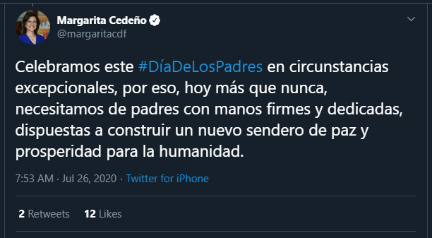 Margarita twitt padres 02 Margarita invita a los padres a forjar generaciones futuras con su ejemplo