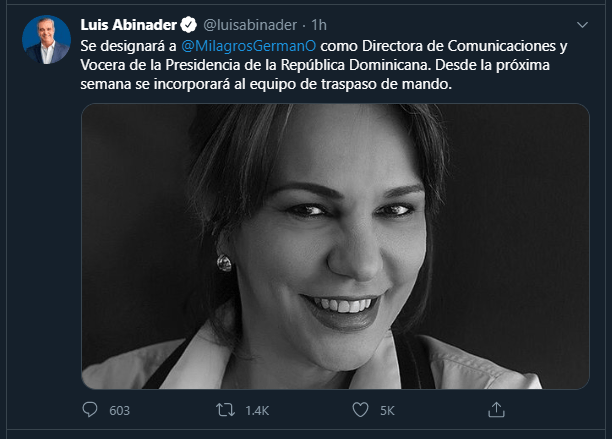 Mombra a Milagros Abinader nombra a Ortiz Bosch en Prevención de la Corrupción, y Milagros Germán en Comunicaciones