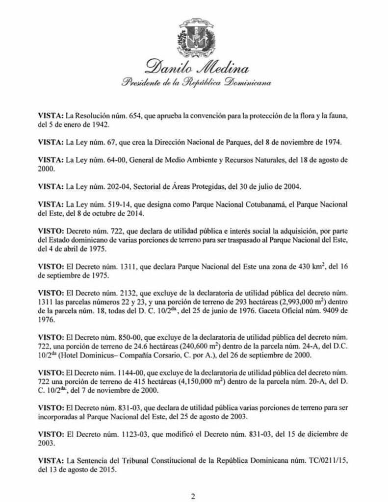 Decreto 315 20 2 Danilo instruye revocar permiso a proyecto hotelero en Bayahíbe