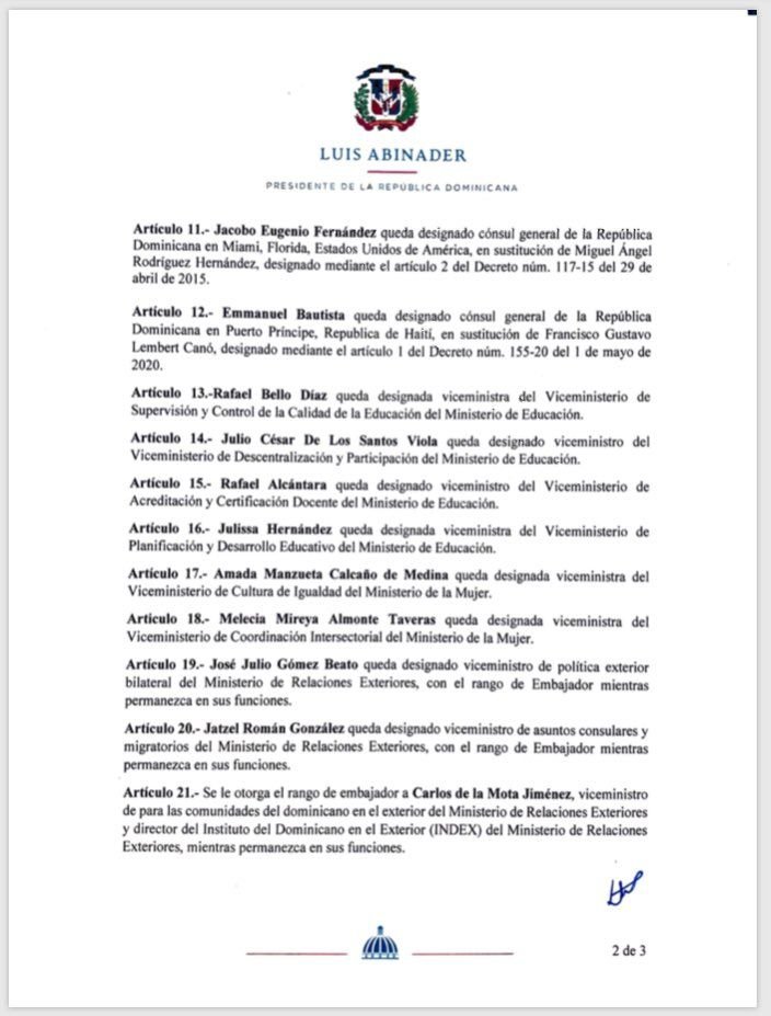 Abinader designa a Eligio Jáquez Cónsul General en Nueva York 4 Decreto 354 20 2 Abinader designa a Eligio Jáquez Cónsul General en Nueva York