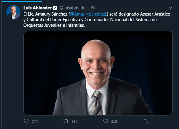 Twitt Amauri Sanchez Conozca los 7 nuevos funcionarios que formarán parte del Gabinete de Luis Abinader
