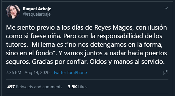 Raquel Arbaje: “Me siento previo a los días de Reyes Magos” 3 Twitt Arbaje Raquel Arbaje: “Me siento previo a los días de Reyes Magos”
