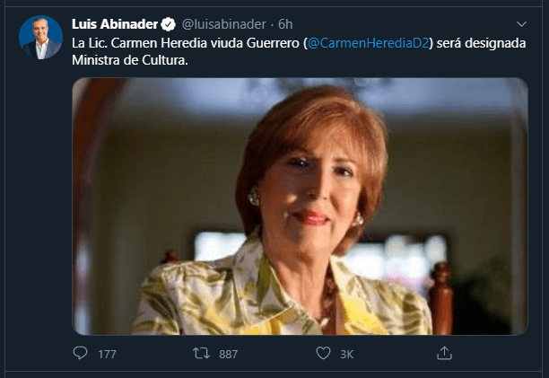Twitt Carmen Heredia Conozca los 7 nuevos funcionarios que formarán parte del Gabinete de Luis Abinader