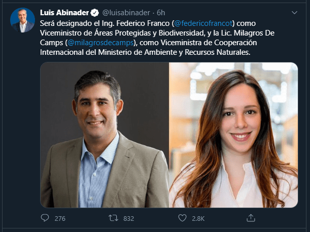 Twitt Federico y Milagros Conozca los 7 nuevos funcionarios que formarán parte del Gabinete de Luis Abinader