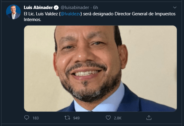 Twitt Luis Valdez Conozca los 7 nuevos funcionarios que formarán parte del Gabinete de Luis Abinader