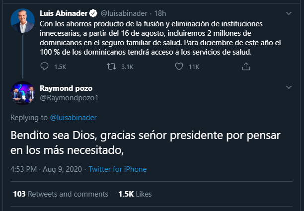 Twitt Raymond Pozo El intercambio de mensajes entre Luis Abinader y Raymond Pozo