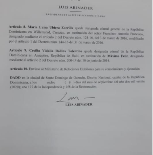 Decreto 451 20 2 Luis Abinader designa siete cónsules y ocho subdirectores en tres decretos