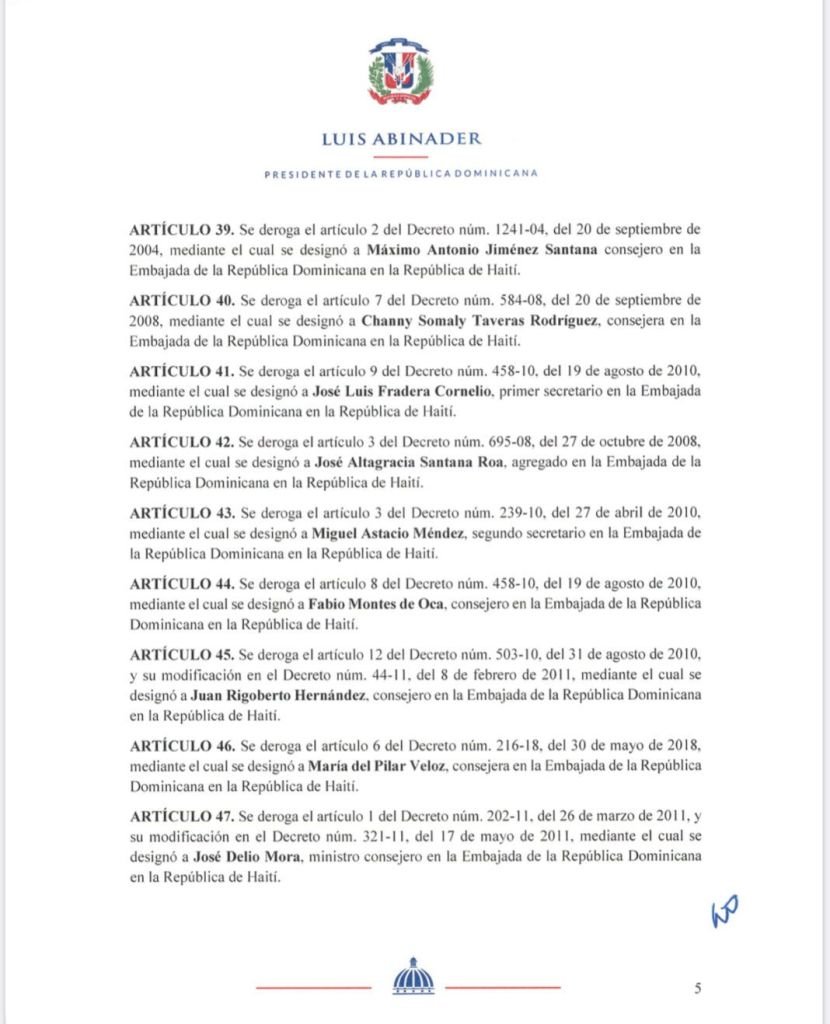 Decreto 510 20 5 Luis Abinader destituye a Fiquito Vásquez y a la hija de “La Tora”