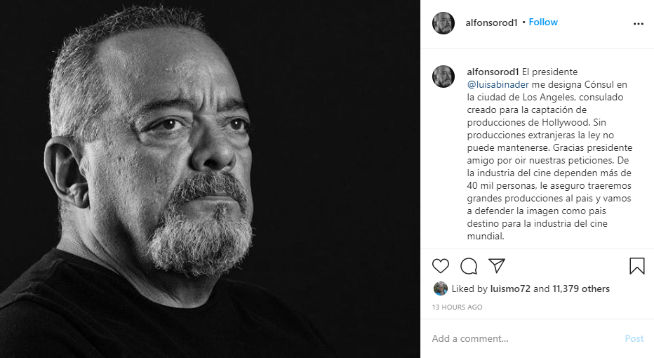 Insta Alfonso Rodriguez Alfonso Rodríguez promete traer al país grandes producciones de Hollywood