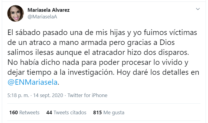 Twitt Mariasela Video muestra el atraco a Mariasela Álvarez y una hija