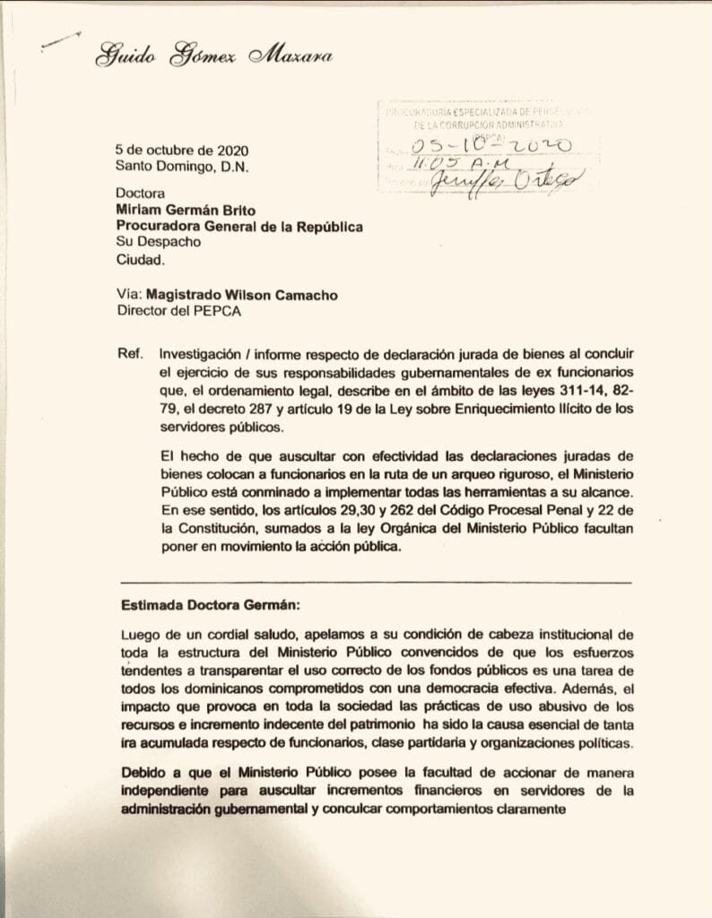 Guido 01 Guido solicita revisar declaraciones juradas de Danilo, Jean Alain, Miguel Vargas y otros ocho exfuncionarios