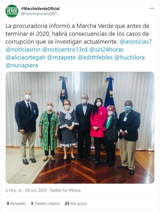 Twitt Marcha Verde Marcha Verde: Procuraduría afirma antes de terminar el 2020 habrá consecuencias por casos corrupción