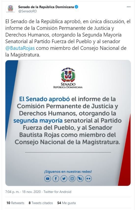 Senado elige a FP como segunda mayoría; PLD irá a los tribunales 3 Twitt Senado 2 mayoria 1 Senado elige a FP como segunda mayoría; PLD irá a los tribunales