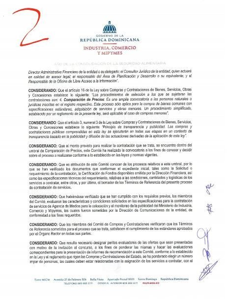 ito 6 1 Ito Bisonó intenta contratar agencia publicitaria por cuatro millones de pesos(documentos anexos)