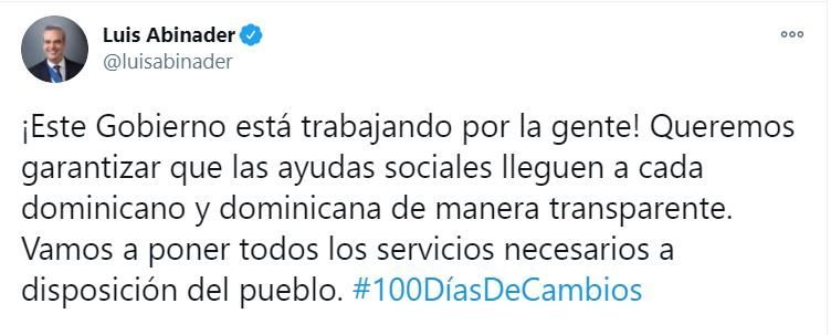 twitter 1 Luis Abinader busca garantizar que ayudas lleguen con transparencia