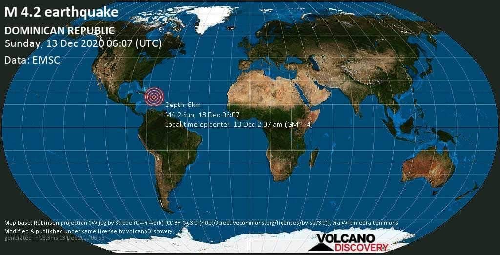 Temblor de 4.2 sacude parte norte de República Dominicana