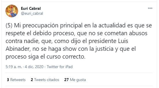 Twitt Euri 05 Video | Euri Cabral admite fue error pedir exfuncionarios no fueran apresados en diciembre