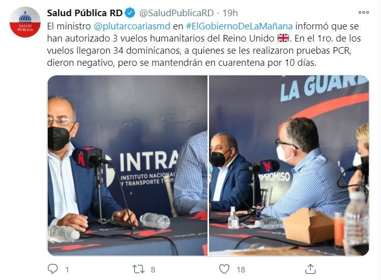 Dominicanos que llegaron de Inglaterra pasarán Año Nuevo aislados en Base Naval 3 twiter salud publica Dominicanos que llegaron de Inglaterra pasarán Año Nuevo aislados en Base Naval