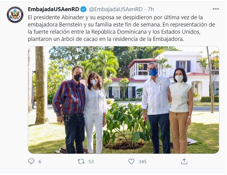 ABINADER 36 Abinader y su esposa se despiden de la embajadora Robin Bernstein