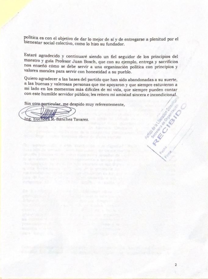 Renuncia Euclides 02 Renuncia del PLD Euclides Sánchez, ex senador y presidente del partido en La Vega
