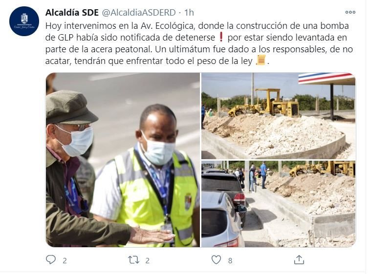 TWITTER 2 Alcaldía SDE detiene construcción de bomba de GLP en avenida Ecológica