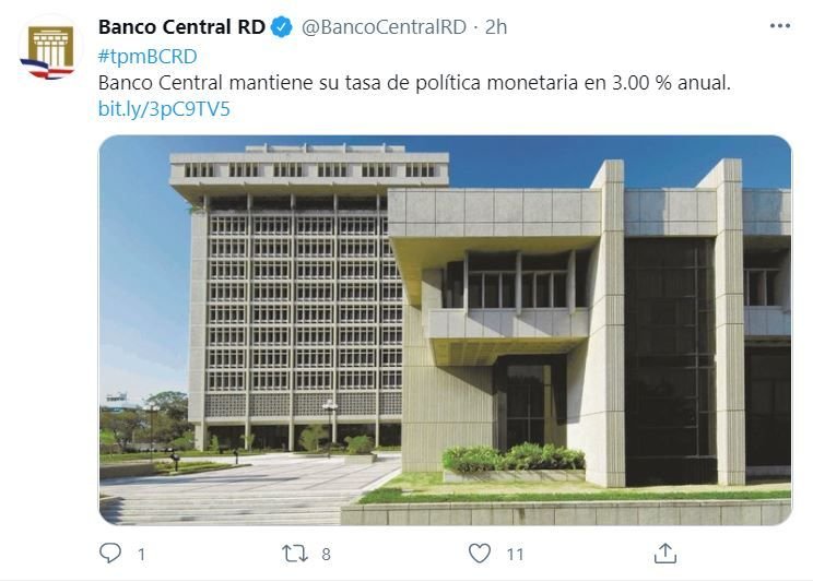 TWITTER BANCO CENTRAL 1 Banco Central mantiene su tasa de política monetaria en 3.00 % anual