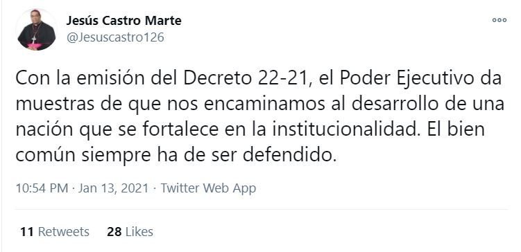 TWITTER CASTRO MARTE 1 Obispo Castro apoya decreto 22-21 que instruye recuperar bienes robados