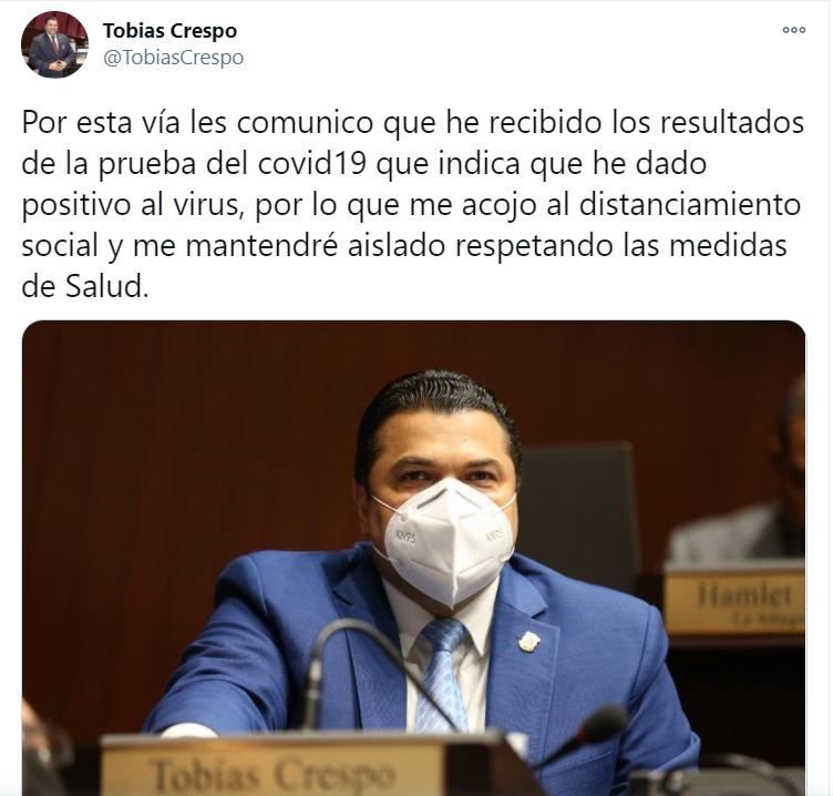 TWITTER TOBIAS Diputado Tobías Crespo da positivo al Covid-19