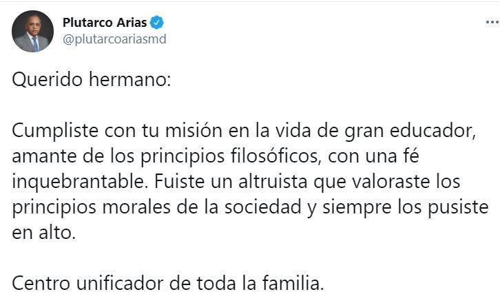 Fallece afectado por el covid19 hermano del ministro de Salud Plutarco Arias 3 plutarco 8 Fallece afectado por el covid19 hermano del ministro de Salud Plutarco Arias