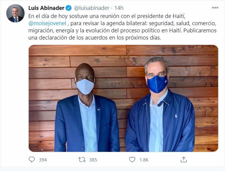 Luis Abinader se reunió con Jovenel Moise, presidente de Haití 3 twitter abinader 2 Luis Abinader se reunió con Jovenel Moise, presidente de Haití