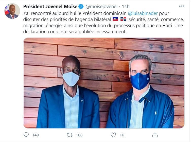 Luis Abinader se reunió con Jovenel Moise, presidente de Haití 4 twitter jovener moise Luis Abinader se reunió con Jovenel Moise, presidente de Haití
