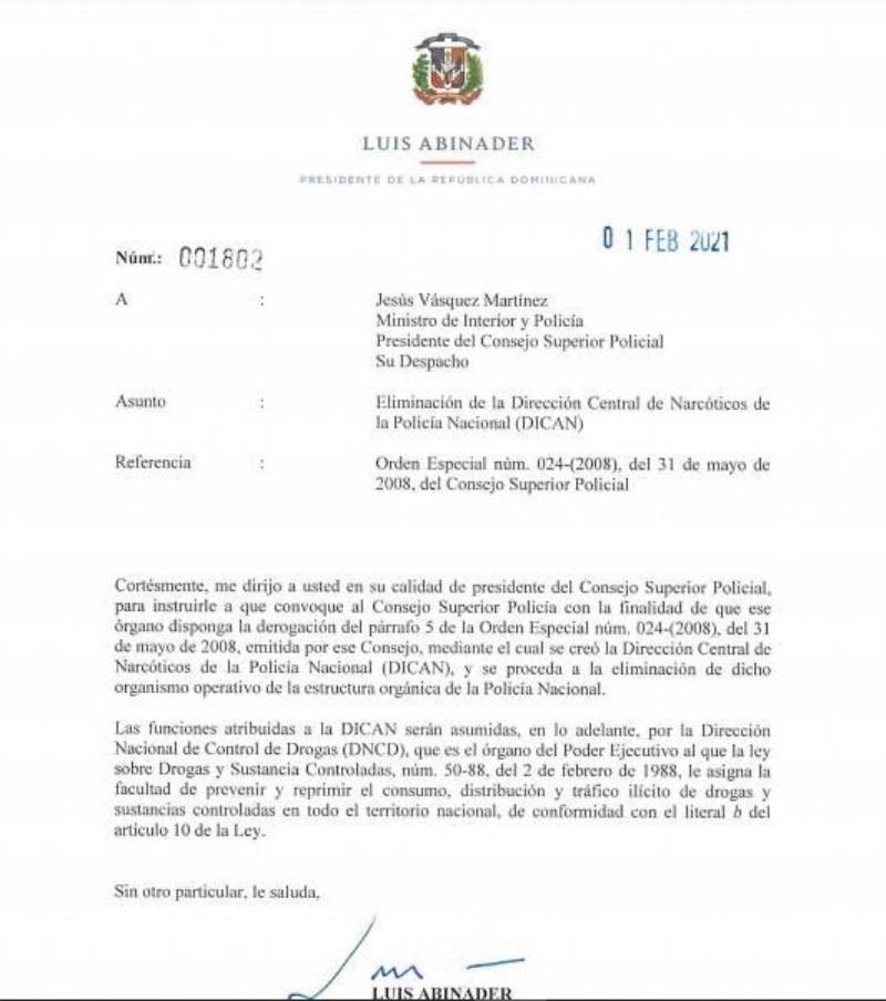 DICAN Presidente Luis Abinader dispone la eliminación de la DICAN