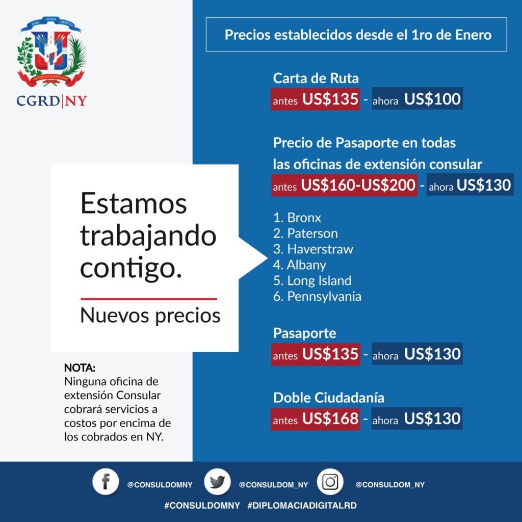 Rebajas consulado NY Consulado RD NY anuncia nuevas rebajas en pasaportes y otros servicios