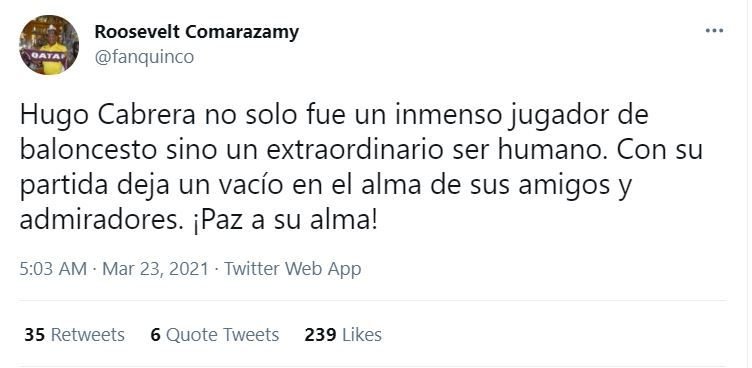 TWITTER HUGO CABRERA 1 Fallece inmortal del deporte dominicano Hugo Cabrera