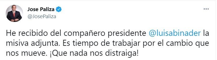 Abinader pide a Paliza el cese de los comentarios sobre reelección 3 TWITTER ABINADER 6 Abinader pide a Paliza el cese de los comentarios sobre reelección