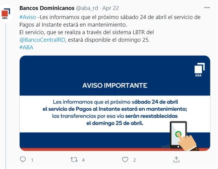 TWITTER PAGO 1 Pagos al instante no estarán disponibles este sábado por mantenimiento