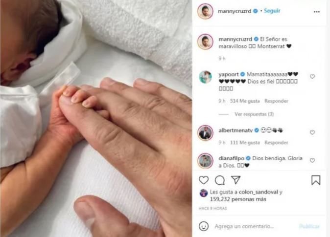 manny cruz 1 Manny Cruz muestra primera foto de su hija: "El Señor es maravilloso”