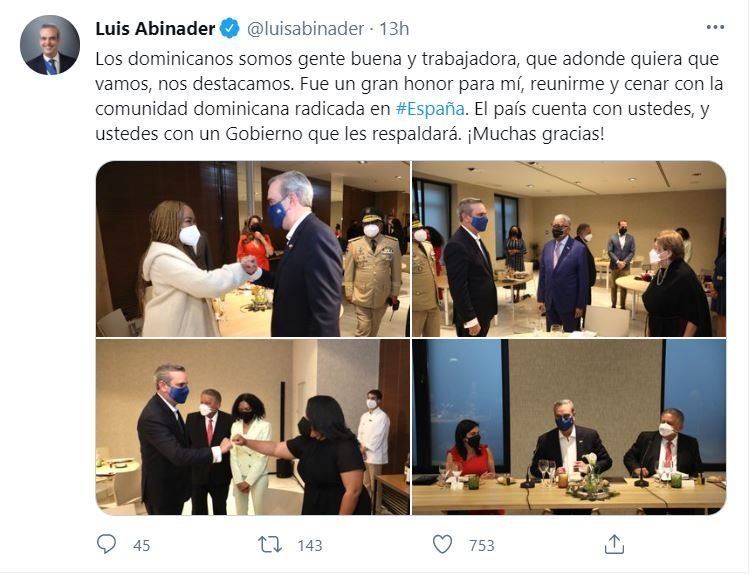 twitter abinader 7 Abinader agradece recibimiento de dominicanos radicados en España