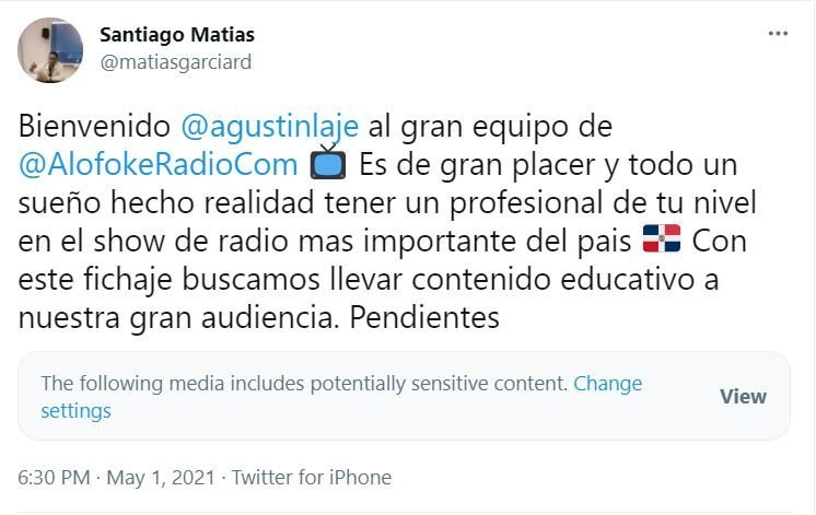 TWITTER LAJE 1 Laje: la nueva adquisición de AlofokeRadio