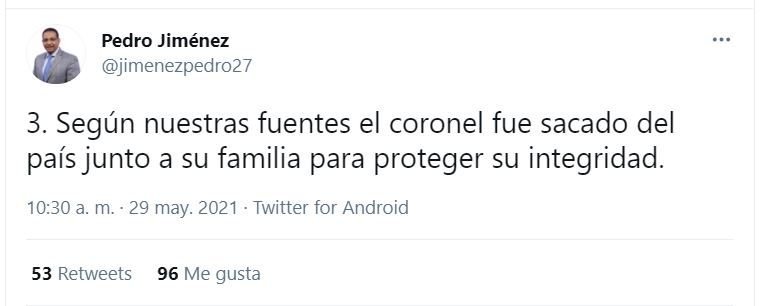 Frustran trama para asesinar a Yeni Berenice; los militares apresados están cooperando 8 Tiwtt Pedro Jimenez 03 Frustran trama para asesinar a Yeni Berenice; los militares apresados están cooperando