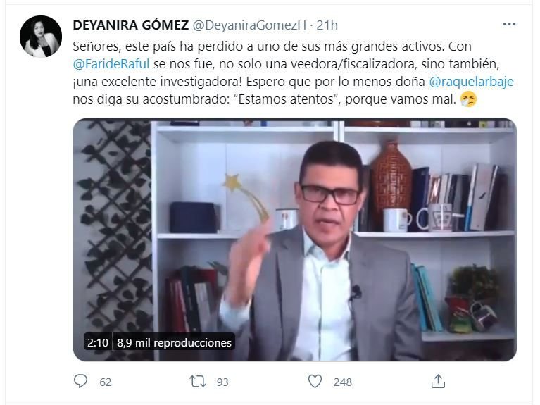 Primera dama defiende a Faride Raful: “es una mujer de armas a tomar” 3 Twitt Deyanira Gomez Primera dama defiende a Faride Raful: “es una mujer de armas a tomar”