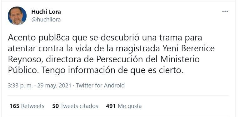 Frustran trama para asesinar a Yeni Berenice; los militares apresados están cooperando 4 Twitt Huchi Lora 02 Frustran trama para asesinar a Yeni Berenice; los militares apresados están cooperando