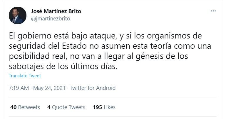 Creen “mafia” de Danilo Medina busca desestabilizar al gobierno de Abinader 3 Twitt Jose M Brito 01 Creen “mafia” de Danilo Medina busca desestabilizar al gobierno de Abinader