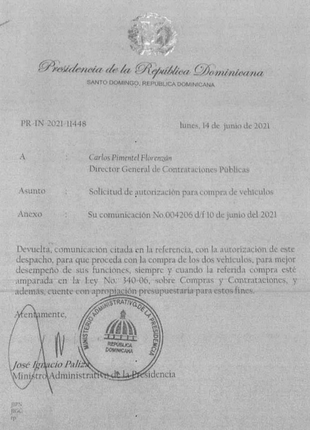 DGCP 02 Violando decreto 396-21, DGCP solicita compra de dos jeepetas de alta gama