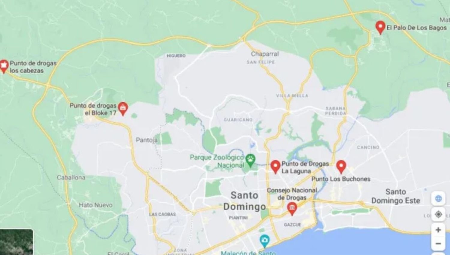 SORPRENDENTE! Aparecen 20 supuestos puntos de droga en Google Maps de RD 2 SORPRENDENTE! Aparecen 20 supuestos puntos de droga en Google Maps de RD