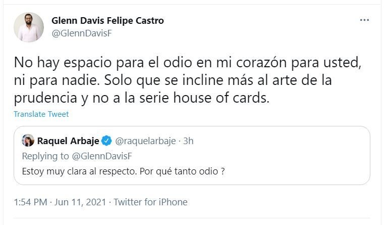Twit Glenn D 02 Raquel Arbaje y un dirigente del PLD se enfrentan en Twitter