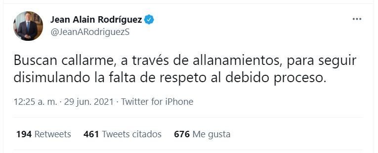 Buscan a Jean Alain Rodríguez con orden de arresto; Miguel José Moya está preso 3 Twitt Jean Alain 02 Buscan a Jean Alain Rodríguez con orden de arresto; Miguel José Moya está preso