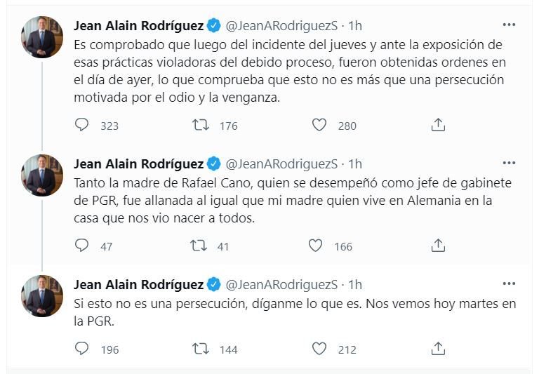 Twitt Jean Alain 04 Jean Alain irá este martes a la Procuraduría; también allanaron la casa de su madre